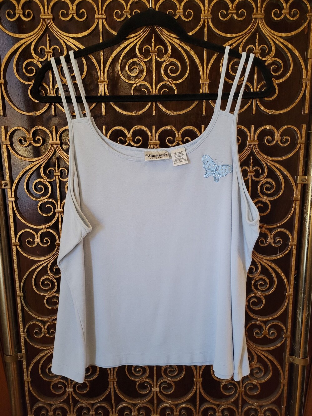 Vintage 90s/Y2K Fashion Bug Light Blue Butterfly Spaghetti Strap
